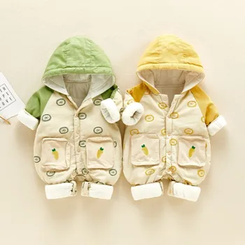 

2020 Baby Rompers Baby Boys Hooded Autumn Winter Jumpsuits Baby Clothes Girl Overalls Newborn One Piece Romper Children Clothing