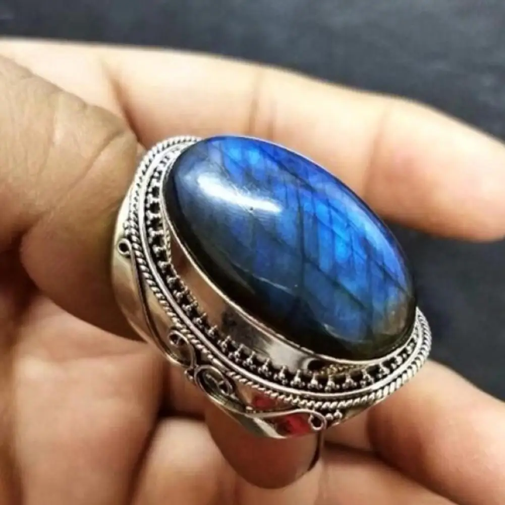 

Retro Men Ring Faux Turquoise Inlaid Finger Ring Engagement Party Jewelry Xmas Gift for Christmas