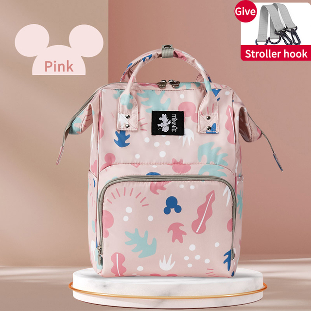 Mickey Mouse Baby Diaper Bag Large Capacity Storage Bag Travel Baby Stroller Bag MultiFunction New Diaper Bag Free Hooks
