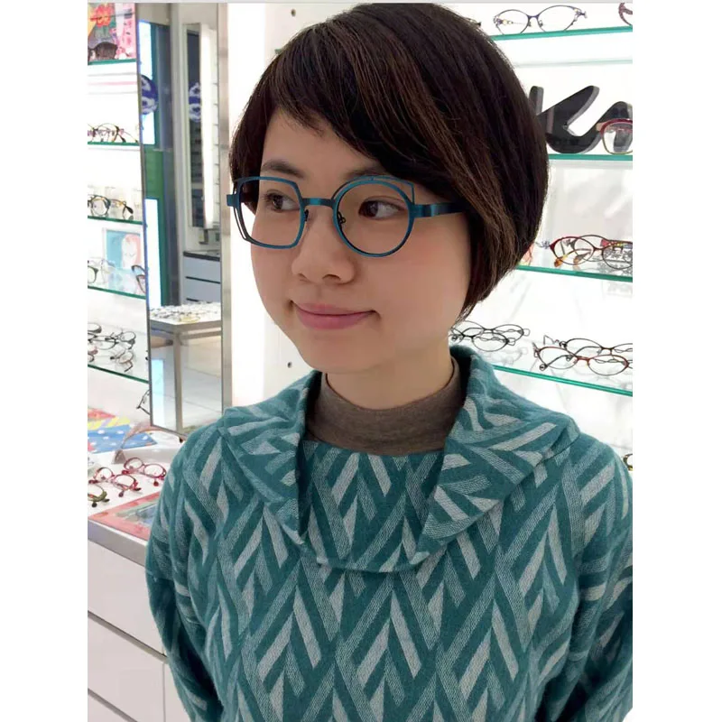 Ретро Синие Асимметричные круглые и квадратные оправы женские мужские очки для