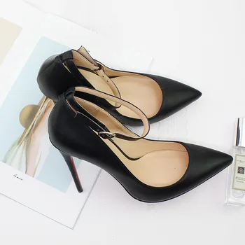 

Women Pumps High Heels Pointed Toe Shallow Mouth Buckle Strap Solid Color Shoes Thin Heels Female Party Fashion Women Shoes