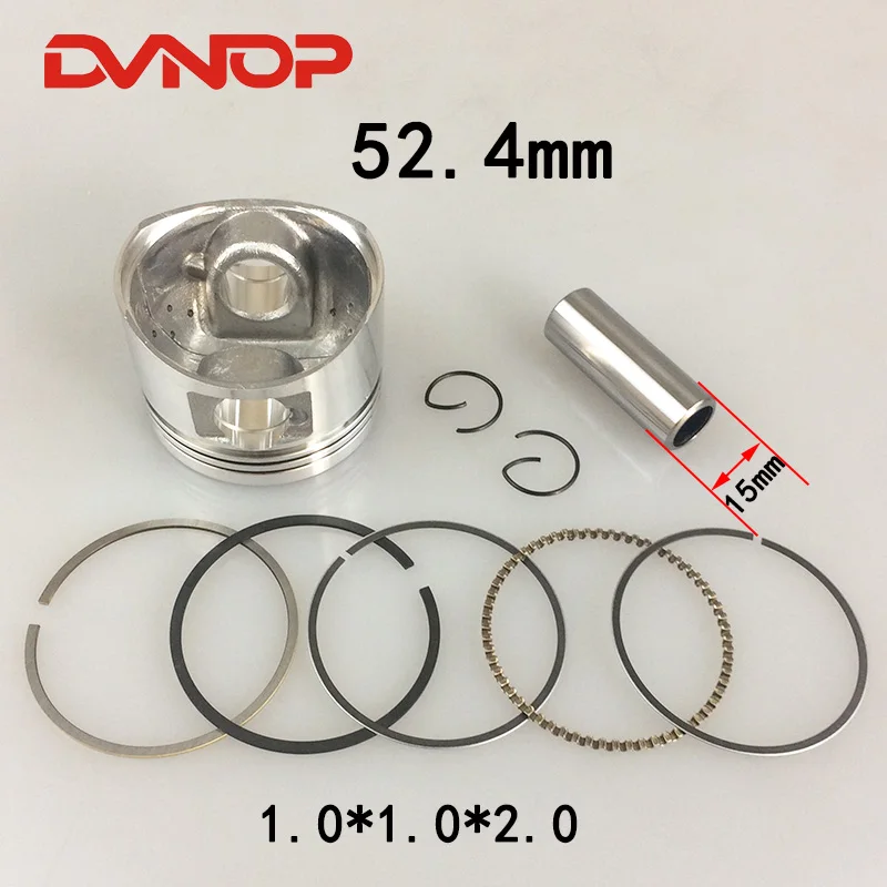 

High Quality Motorcycle 52.4mm Piston 15mm Pin Ring Set For GY6-125 152QMI Moped Scooter Dirt Bike TaoTao