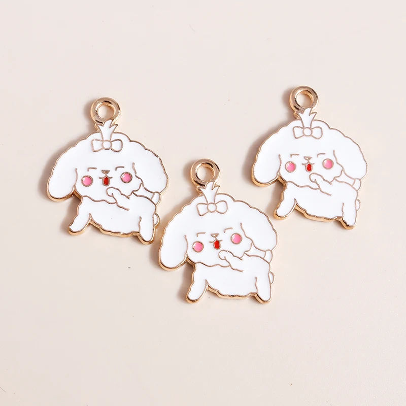10pcs Mixed Cute Enamel Cartoon Love Dog Pendants Charms for DIY Earrings Bracelets Jewelry Mkaing Accessories