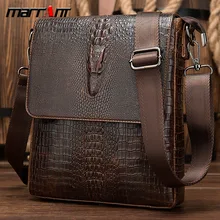 Top Layer Leather Vertical Men's Messenger Bag Fashion Crocodile Pattern Business Shoulder Bag 8857