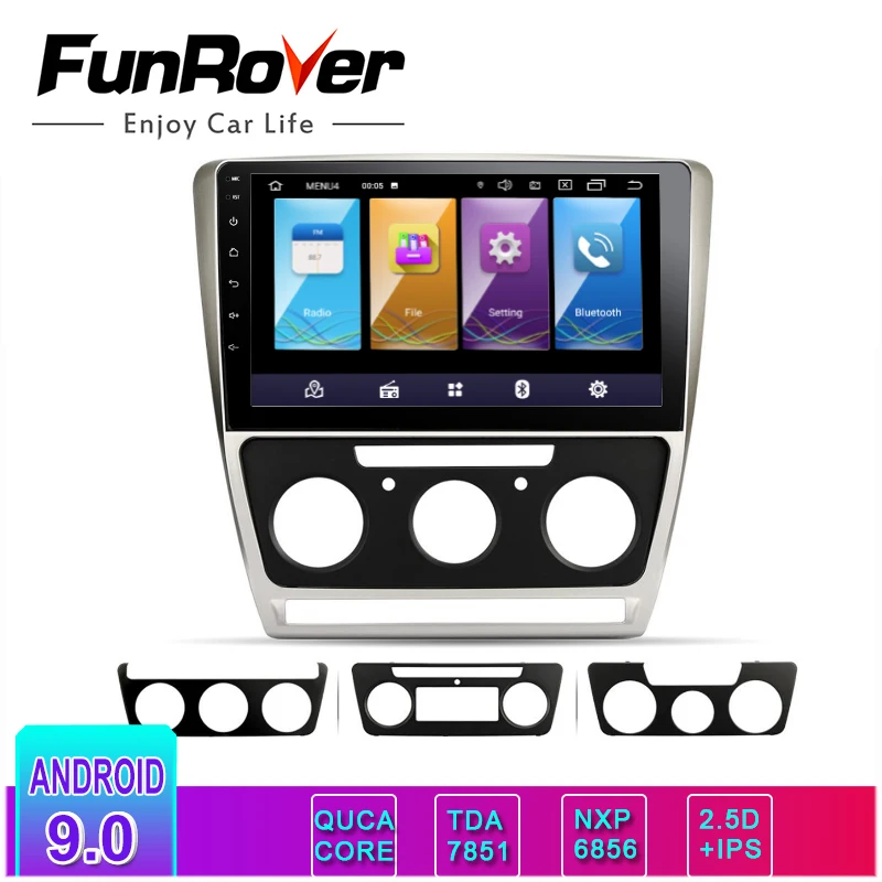 Best FUNROVER IPS+2.5D android 9.0 car dvd gps multimedia player For Skoda Octavia 2008-2013 A 5 A5 Yeti Fabia radio navi stereo wifi 0
