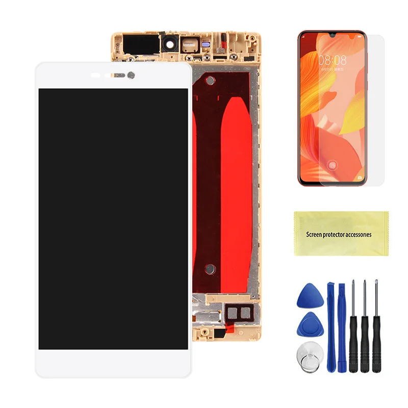 White With Frame P8 ЖК-дисплей для HUAWEI P8 дисплей сенсорный экран Замена с рамкой для HUAWEI P8 ЖК-дисплей GRA L09 gra-l09 gra-ul10 - Цвет: White With Frame
