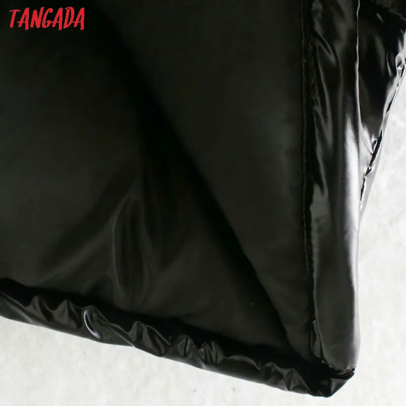 Tangada Женские флисовые Лоскутные Большие Длинные парки с капюшоном толстые карманы женские повседневные Черные зимние пальто 4M194