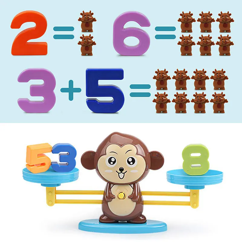 Montessori Weight Animal Balance Math Toys Arithmetic Learning Monkey Animal Balance Scale Number Game Learning Toys For Kids 4