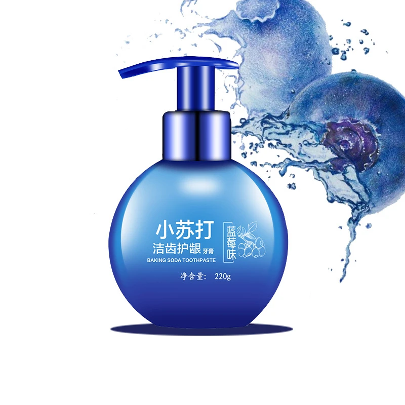 220g Toothpaste Baking Soda Stain Remover Teeth Whitening Toothpaste Protect Gums Toothpaste Blueberry Passion Fruit Flavor