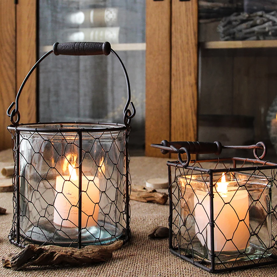 Iron Candle Holders Glass Retro Candlestick Candle Lantern Vase Candles Hollow Decoration Christmas Bougeoir Wind Lamp Fc194 Candle Holders Aliexpress