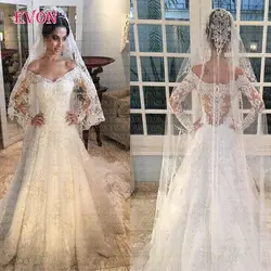 Vestido De Noiva Свадебные платья на заказ с длинным рукавом и кружевом, расшитое бисером свадебное платье