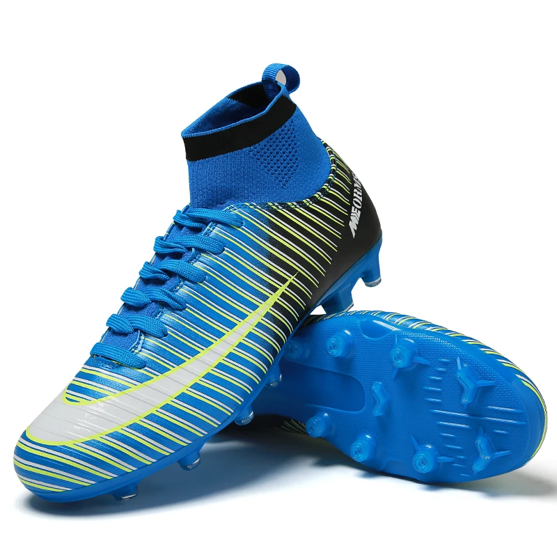 Indoor Turf Men's Pronfession Soccer Boots Unisex Cleats AG/FG Spikes Blue Football Shoes Training Race Futsal Sneakers | Спорт и