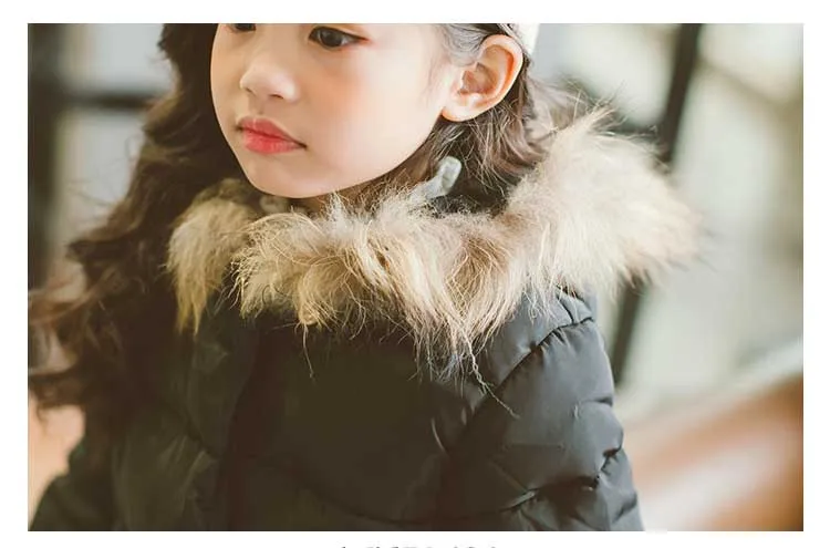 Christmas Outerwear For Girls Winter New Fashion Warm Cotton Jackets Children Fur Collar Coats Girl Hooded Kids Clothes