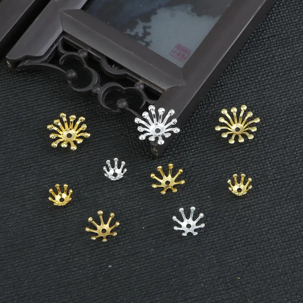 

20pcs Copper beads caps 4 5 7 10MM metal end caps flower base settings Silver Gold for Jewelry Making Findings Accessories
