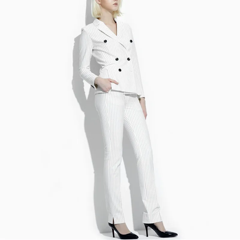 

Women's pants suits women's suit 2-piece blazer with pencil pants women's double-breasted striped suit брючный костюм женский