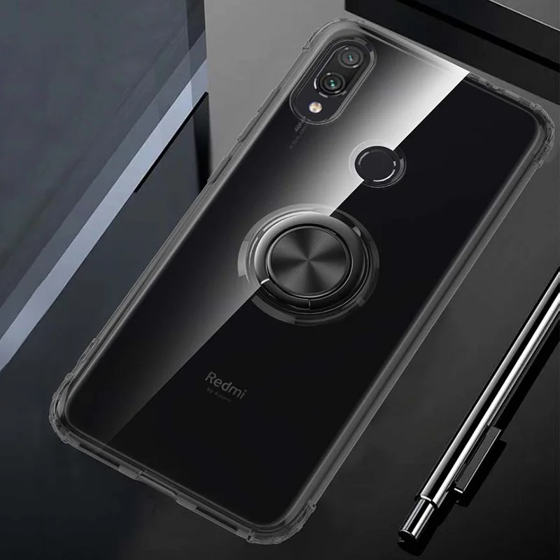 Прозрачный 3D противоударный чехол для Xiaomi mi 9 mi 9 SE 9T CC9 CC9E A3 Lite Red mi Note K20 7 7A Магнитный кронштейн для автомобильного телефона - Цвет: B2-Black