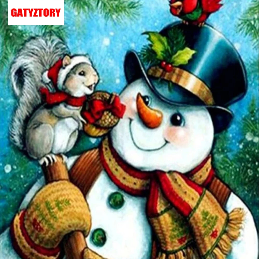 GATYZTORY 5D алмазная живопись, Полная площадь, сделай сам, домашний декор, мозаика, стразы, изображение с логотипом на заказ, снеговик, любовь, 3 шт. в партии