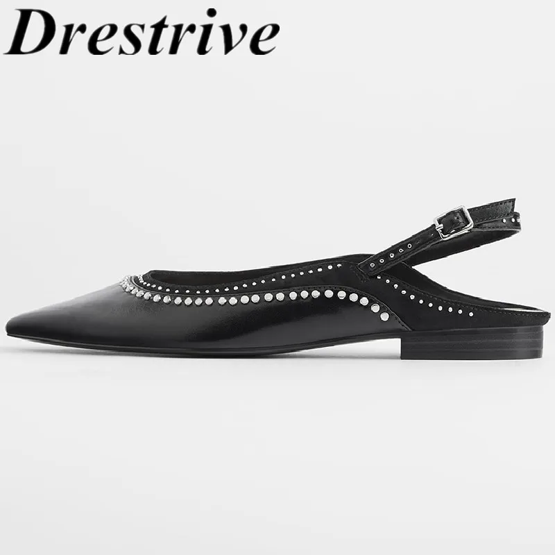 Drestrive Customize Women Pumps Low Heels Pointed Toe Rivet Buckle 2020