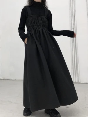 Зимние 2020 новое платье трапециевидной формы толстая набивная ткань Цифровые зеркальные камеры ремни