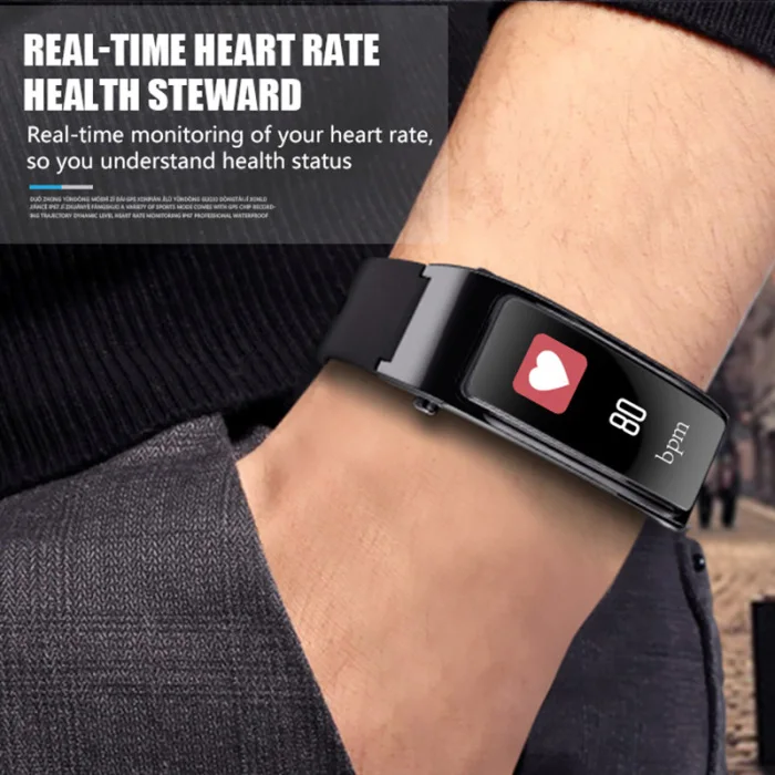 2 в 1 умный браслет с Bluetooth наушником монитор сердечного ритма спортивные часы DU55