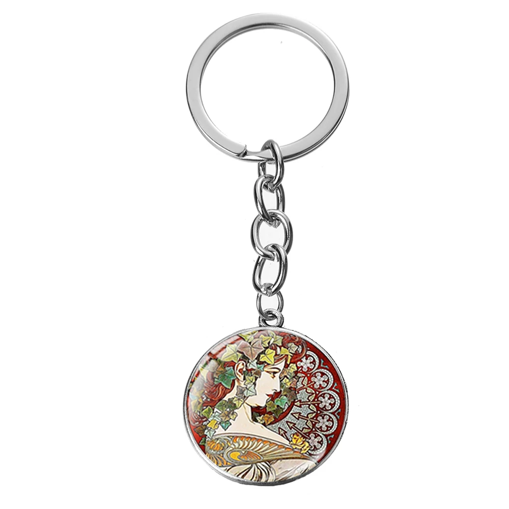 Style 18 SONGDA Alphonse Mucha aestetism брелок стиль Стиль модерн символ стекло кристалл серебряный брелок уникальная сумка с феей Шарм Кулон - Цвет: Style 18