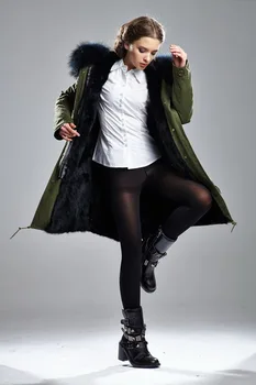 Günstig Wunderschöne Schwarz Lange Parka Freizeit Stil Großhandel Frauen Und Männer Mantel