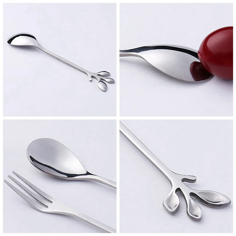 New Stainless Steel Spoon Creative Branch Leaves Spoon/Fork Coffee Stirring Spoon Christmas Gift Kitchen Accessories Tableware
