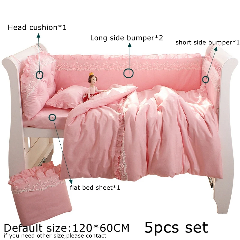 Princess Style Baby Girls Cot Protector Around Cotton Lace Craddle