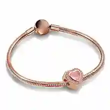 925 стерлингового серебра 1:1 Любовь вашего розовое сердце золото настоящий высококачественный браслет роскошные ювелирные изделия