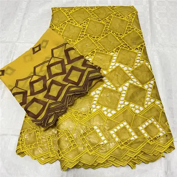 

7yards African bazin riche fabric with beads 2020 Latest fashion embroidery bazin lace fabric with net lace nigerian lace fabric