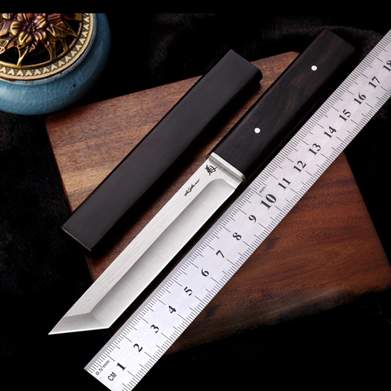 Full Tang Survival Camping Hiking Knife Ebony Handle Hunting Outdoor Tanto D2 Blade 60 HRC Japanese Style Katana | Инструменты