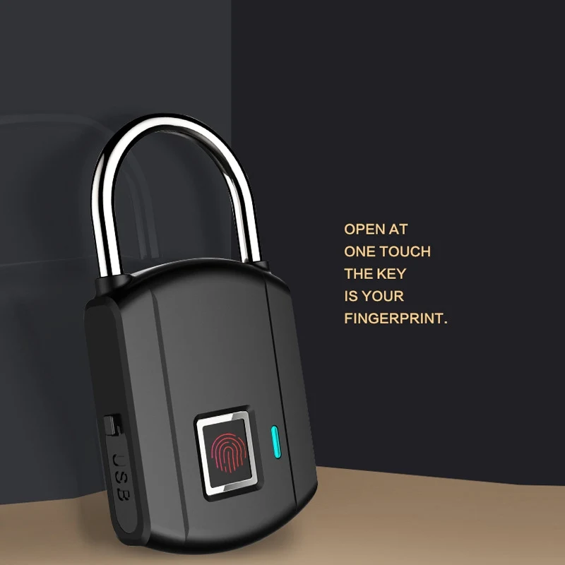 Черный USB Перезаряжаемый умный Keyless электронный замок с отпечатком пальца домашняя Противоугонная безопасность безопасности замок двери багаж чехол замок - Цвет: Черный