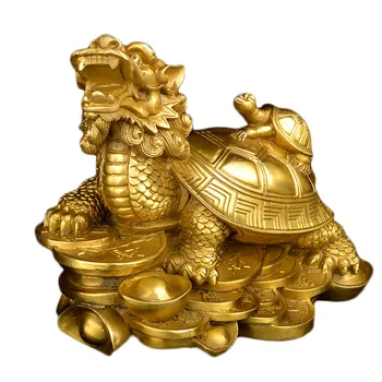

LAOJUNLU Pure Copper Mother And Children Dragon Turtle 3 Optional Feng Shui Ornaments, Extra large mother and dragon turtle