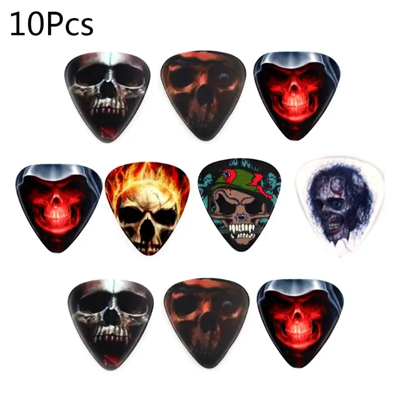 

10pcs Guitar Picks Color Printing Skull Image for Bass Banjo Mandolin Ukulele suit for guitar