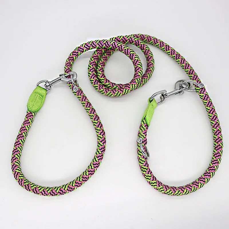 

Multifunctional two dog Leash Nylon Double Leashes P chain Collar Adjustable Long Short Dog Training Lead Non-slip Tied dog rope