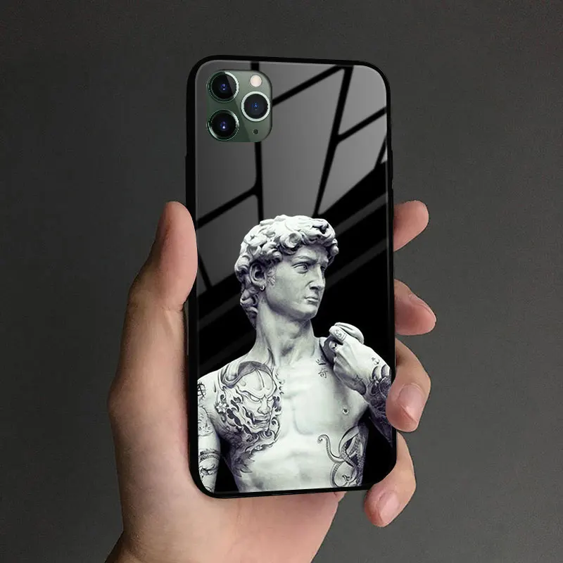 Мягкий силиконовый стеклянный чехол для телефона с татуировками Давида