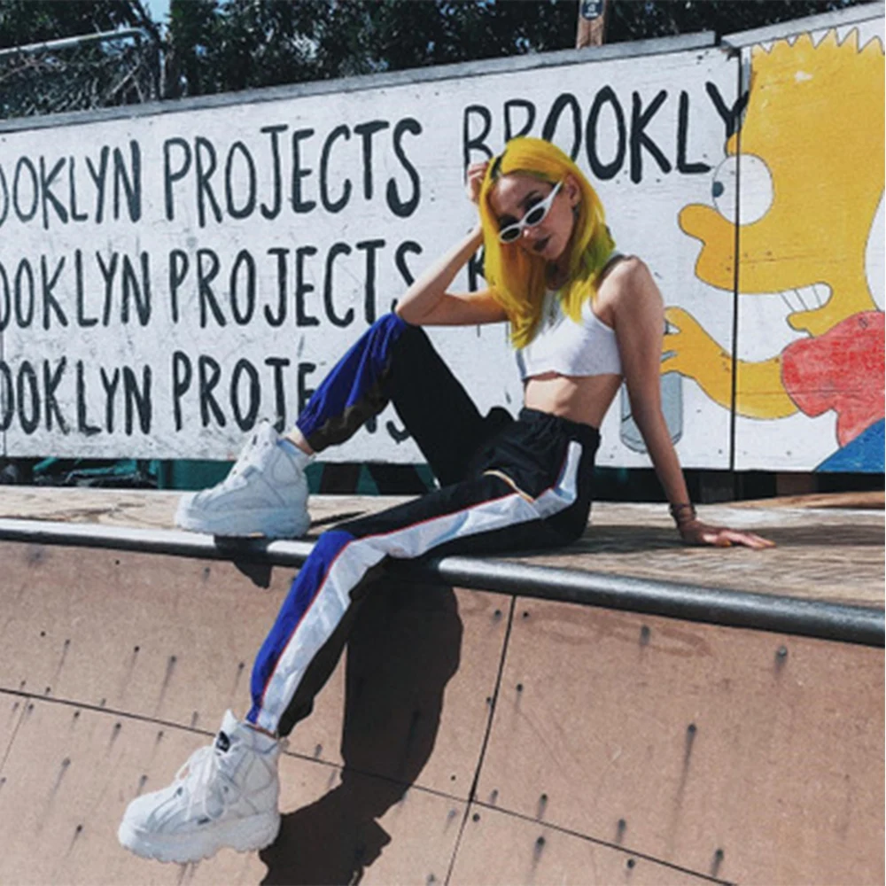 

Loose Jogger Trousers Women High Waist Patchwork Pants Black Pencil Pants Streetwear Cargo Pants Women 2019 Sweatpants
