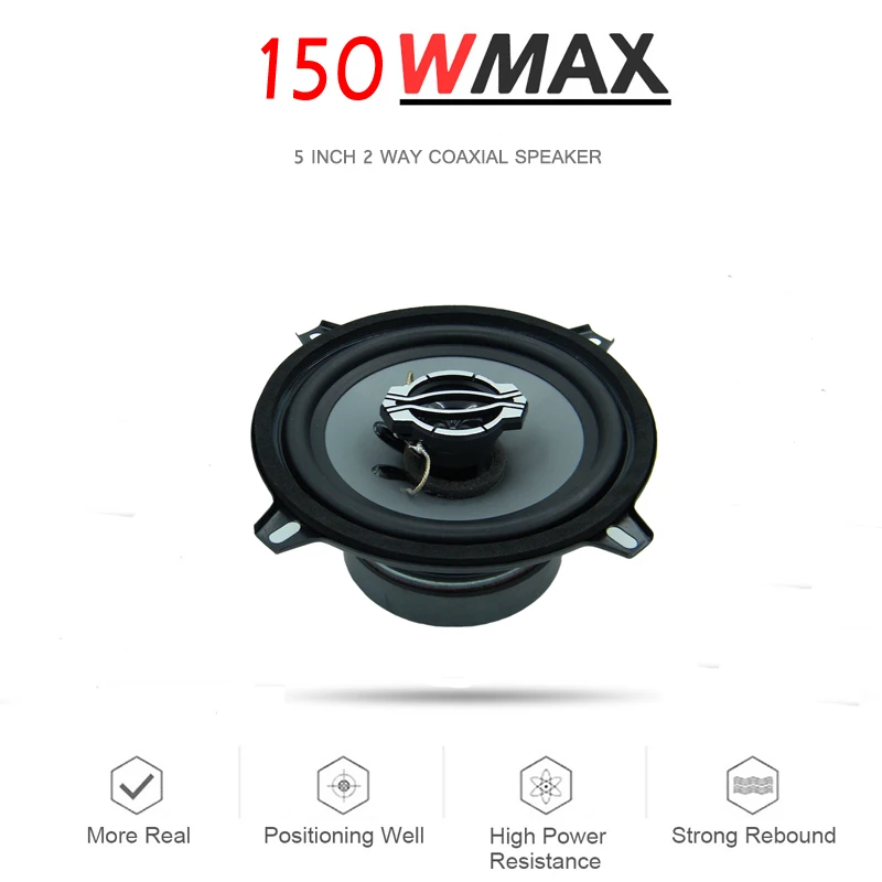 1pc Speaker 5.25 Inch 2-Way Coaxial Powerful 150Watts 4Ohm Grey Injection Cone BMW E90 Rubber Edge Auto Speakers For All Car