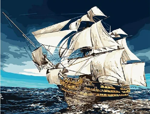 paintings by numbers A ship on the sea picture drawing DIY colorings pictures with colors framed Home | Дом и сад
