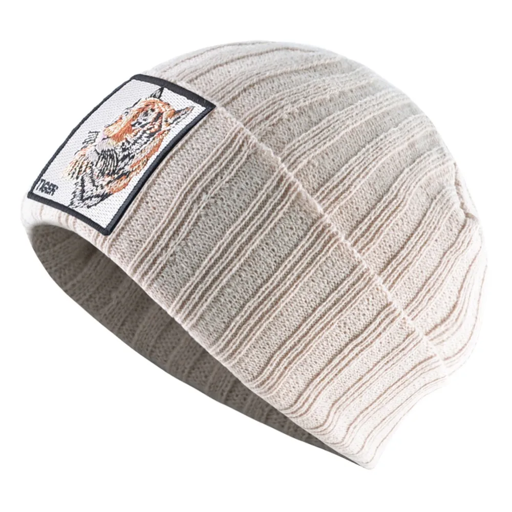 TQMSMY вышивка шапки в виде тигра мужские зимние вязаные шапочки Skullies женские вязаные однотонные хип хоп шляпы для мальчиков и девочек теплая шапочка TBLH