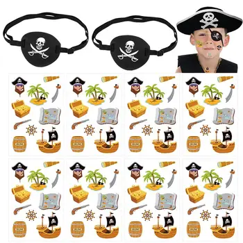 

8 Sheets Pirate Theme Tattoos Stickers with 2PCS Eye Patches Temporary Decorative Sticker Birthday Party Favors Supplies