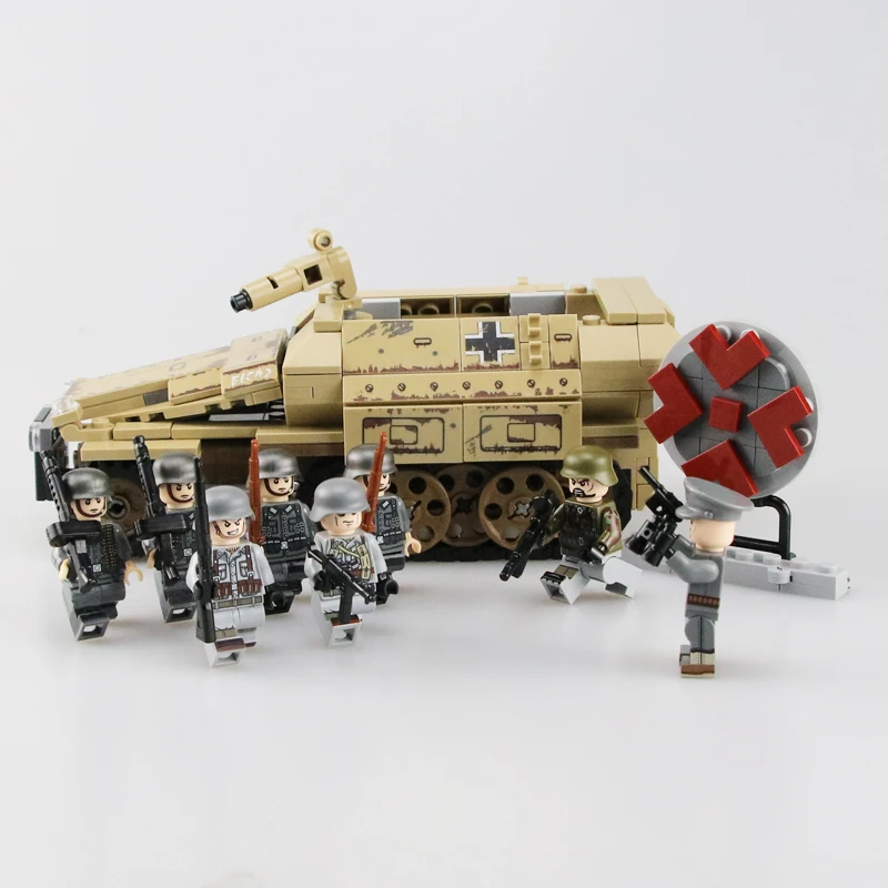  WW2 Military German 50.KFZ.251 armored vehicle Building Blocks German army Figures Machine gunner w