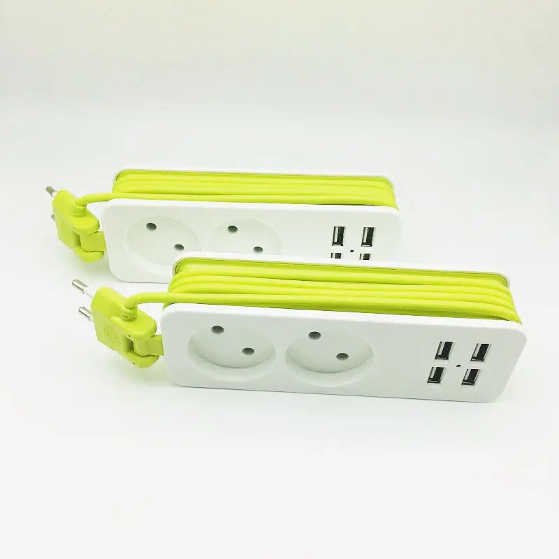 Мощность полосы 2 EU Plug 1200 Вт 110 V-240 V 1,5 м кабель-удлинитель, стены множественный разъем Портативный 4 USB Порты и разъёмы для мобильных телефонов Планшеты