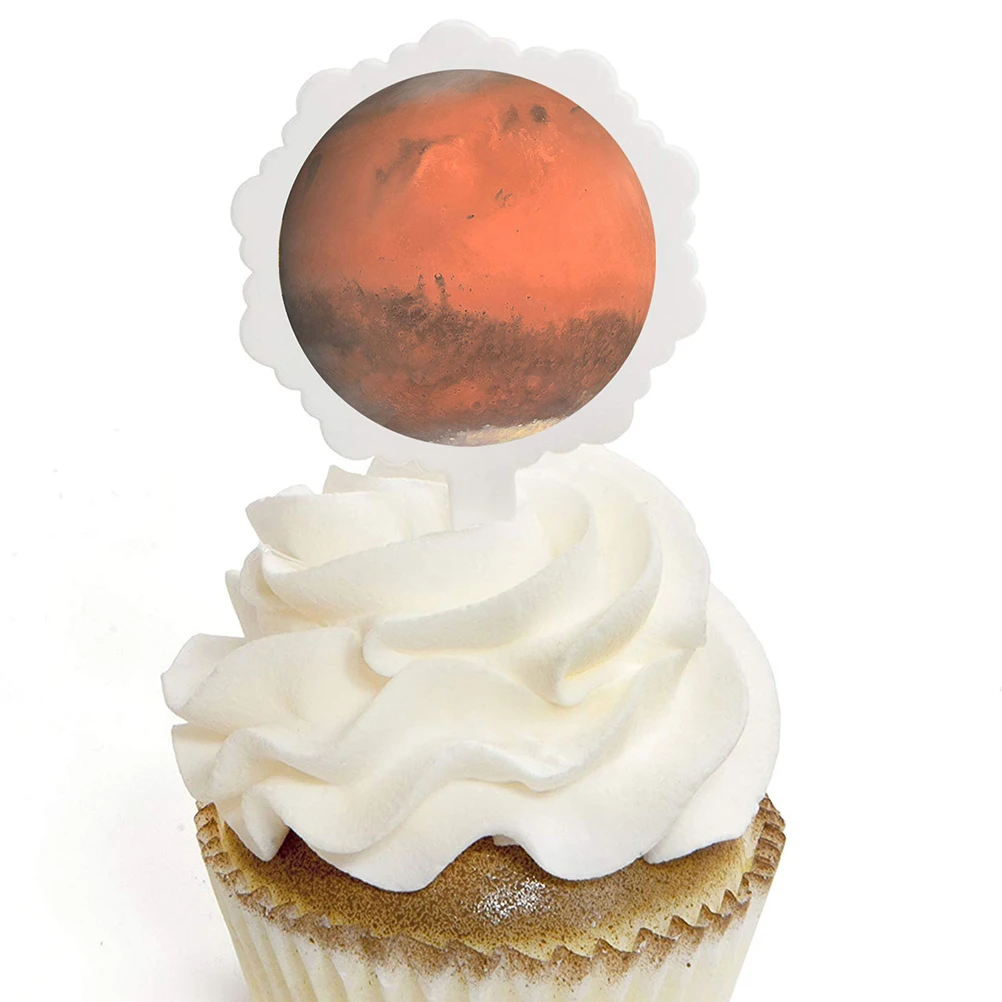 9pcs Cake Topper Solar System Planetary Paper Decorative Planet Cupcake Toppers Party Supplies Birthday With 18pcs Cake Stickers