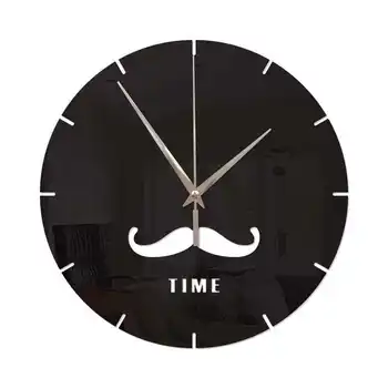 

New Wall Clock Modern Design Small Beard Mirror Living Room Wall Clock Home DecorationReloj Pared Decorativo 60w002