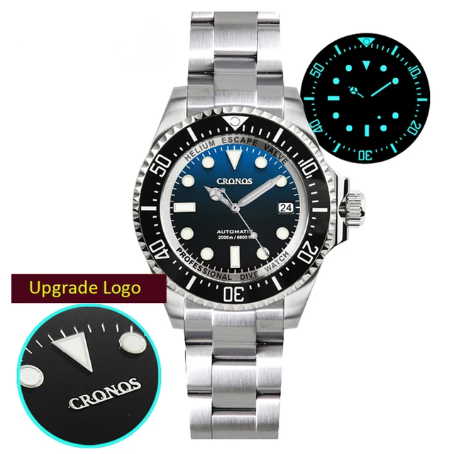 Cronos Diving Watch uomo NH35 automatico acciaio inossidabile 2000m orologi  subacquei professionali quadrante MOP zaffiro luminoso meccanico|Sports  Watches| - AliExpress