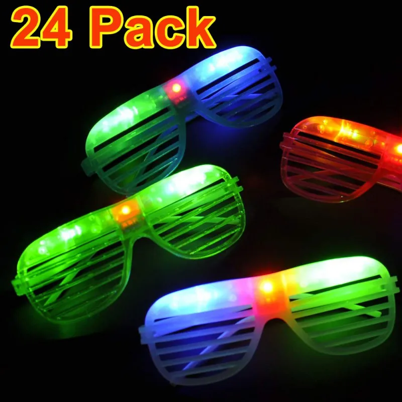 24pcs/set Personality Reusable Glow In The Dark Party Supplies LED Glasses Light Up Glasses Bar Dance Party Neon Party