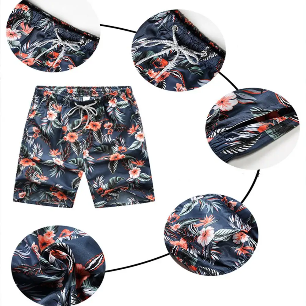 Негабаритных 4XL Для мужчин летние быстросохнущая пляжная одежда шорты Homme цветочные шорты с принтом эластичная кулиска на талии Повседневное свободные короткие