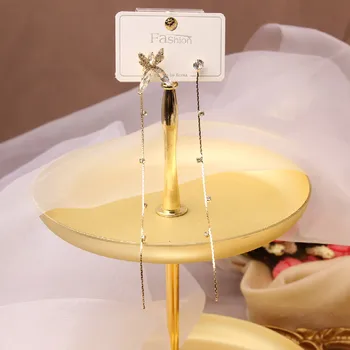 

DI-129 Japan and South Korea new design fashion jewelry long asymmetrical copper inlaid zircon butterfly slimming earrings