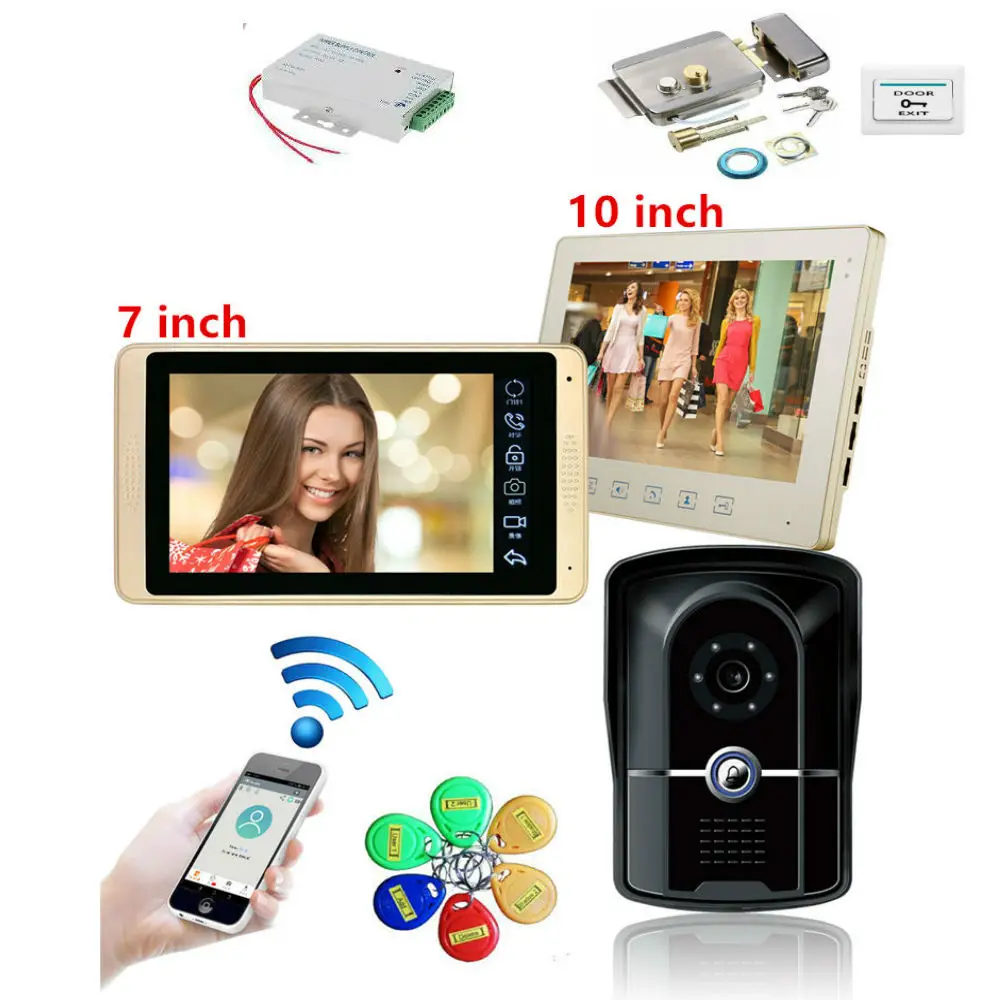 " 2 monitoren видеодомофон Deurbel домофон Bedrade/Draadloze Wifi Systeem met IR-CUT HD 1000TVL Bedrade камера ночного видения